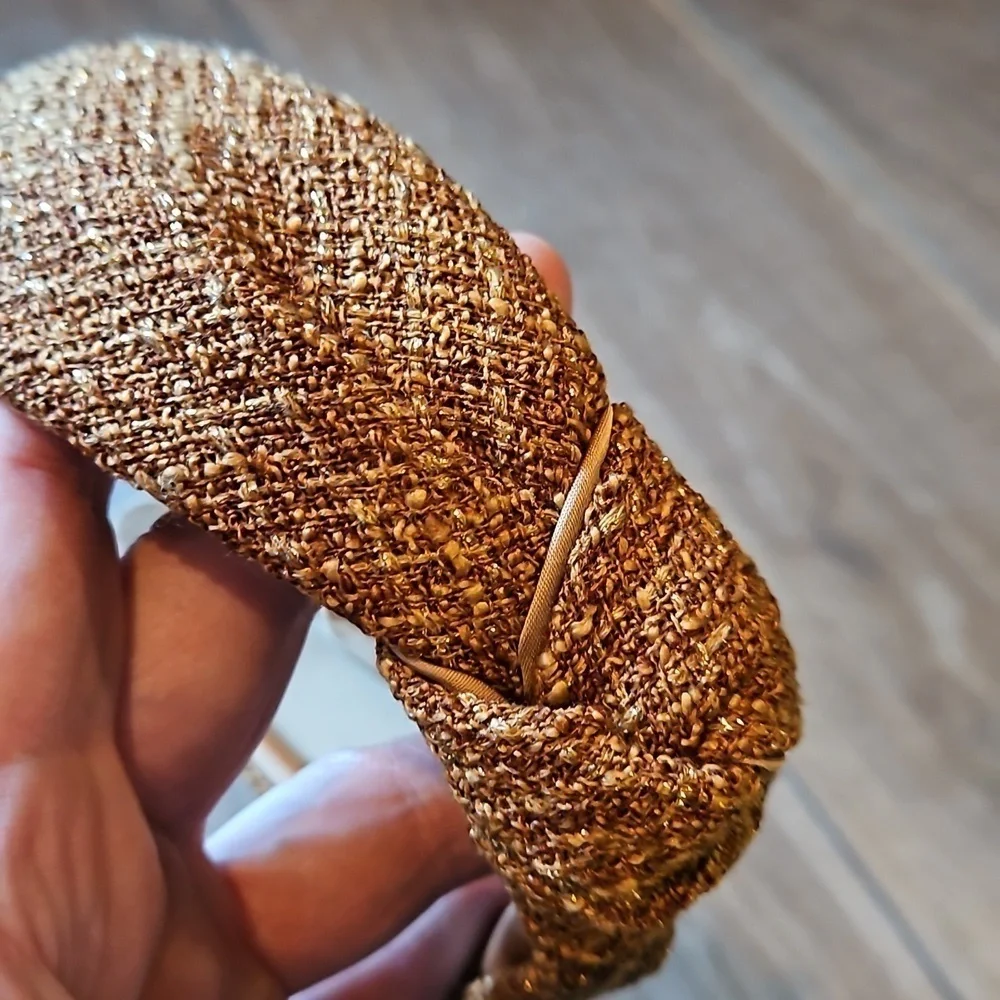 NEW! Tweed Mettalic Thread Knotted Headband Hair Accessories 2pc Set.